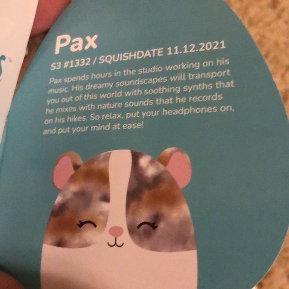 NWT Pax the white hamster with closed eyes kellytoy squishmallow clip - Picture 7 of 7